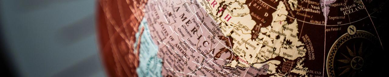 Aerial view of a spherical world map